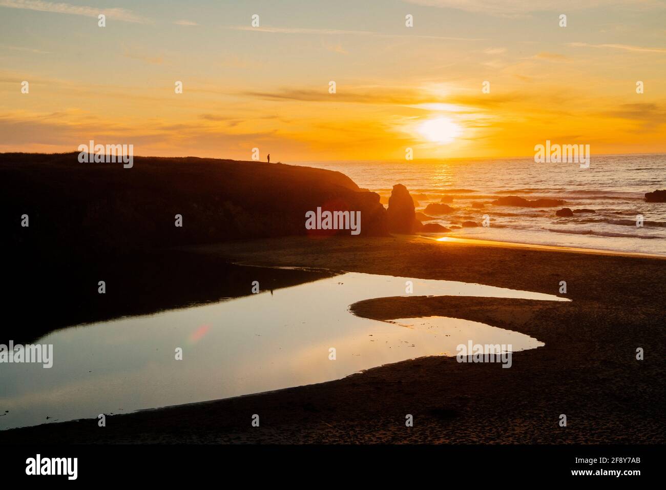 Sunset over Pacific, California, USA Stock Photo