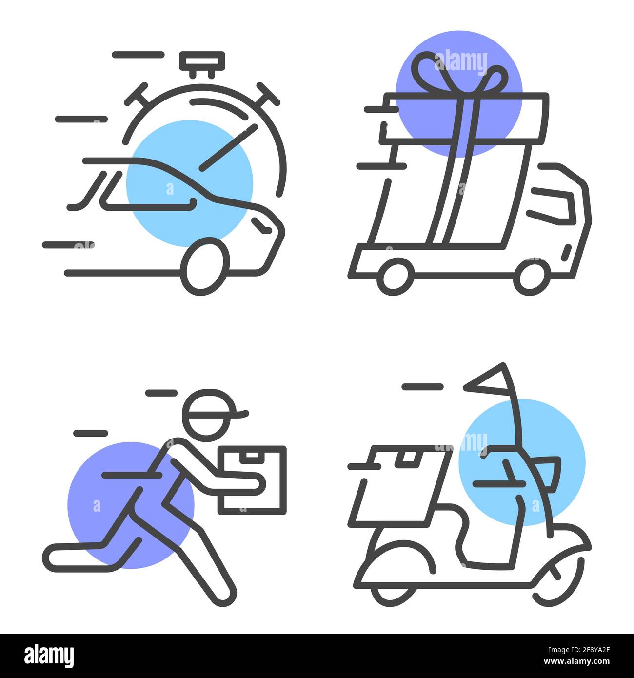 Set of simple vector illustrations representing various types of