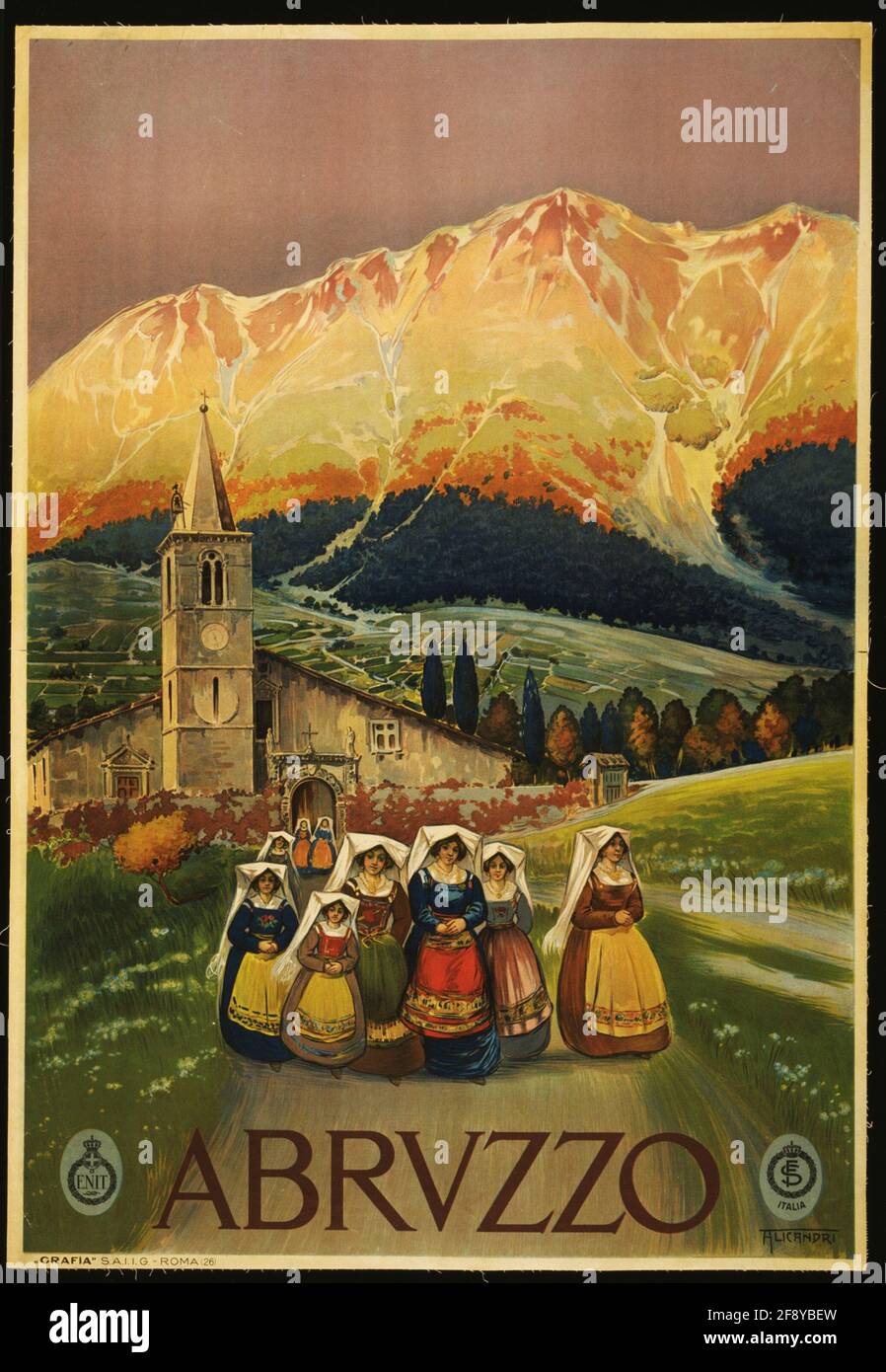 A vintage travel poster forAbruzzo in Italy Stock Photo