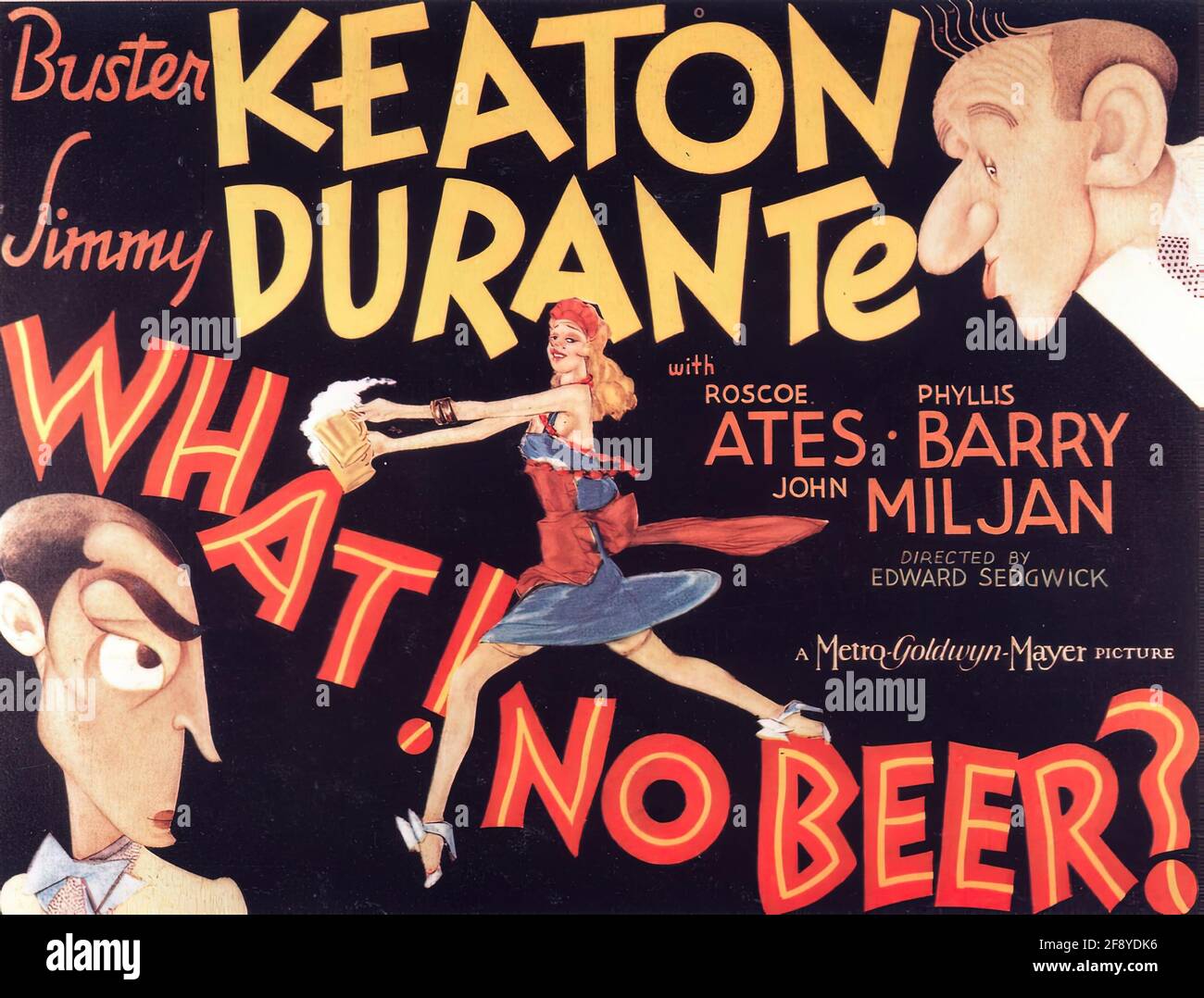 A vintage film poster for Buster Keaton's What No Beer? Stock Photo