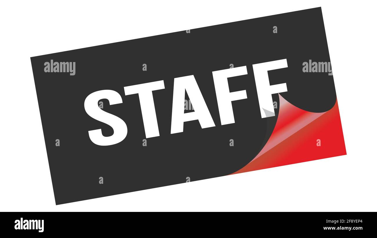 STAFF text written on black red sticker stamp Stock Photo - Alamy