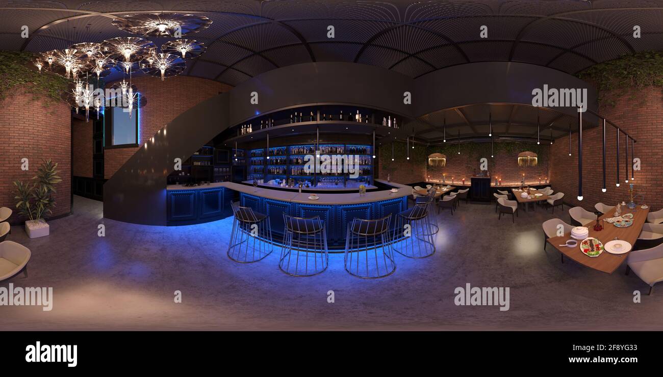 interior visualization, spherical panorama, 3D illustration Stock Photo ...