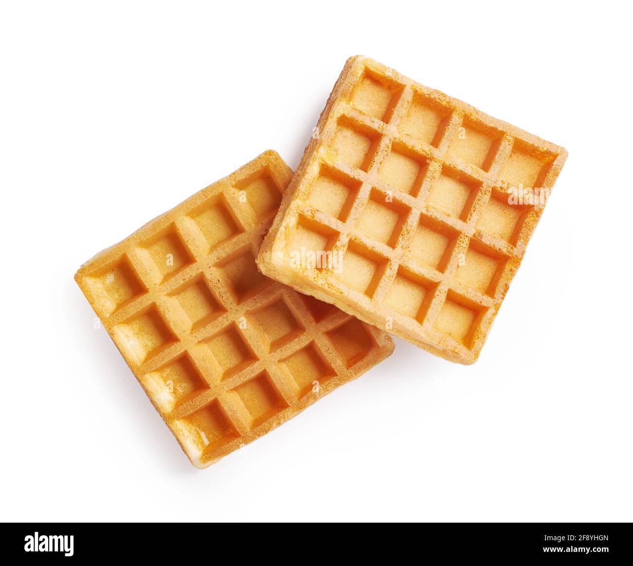 Two waffles isolated on white background. Top view of waffle Stock Photo -  Alamy