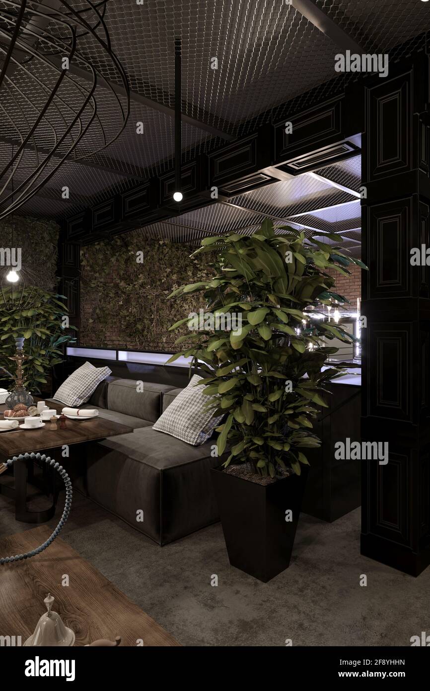 bar counter in a nightclub, interior visualization, 3D illustration ...