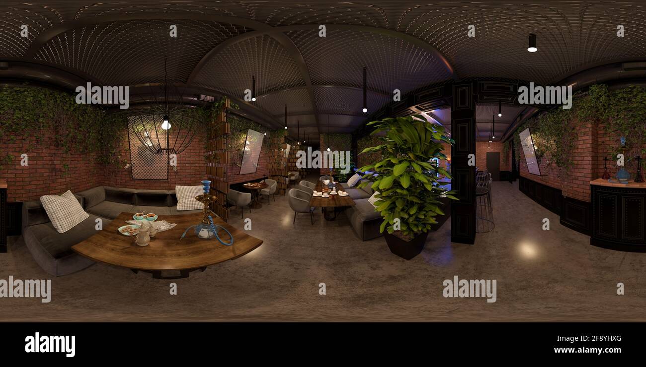 interior visualization, spherical panorama, 3D illustration Stock Photo ...