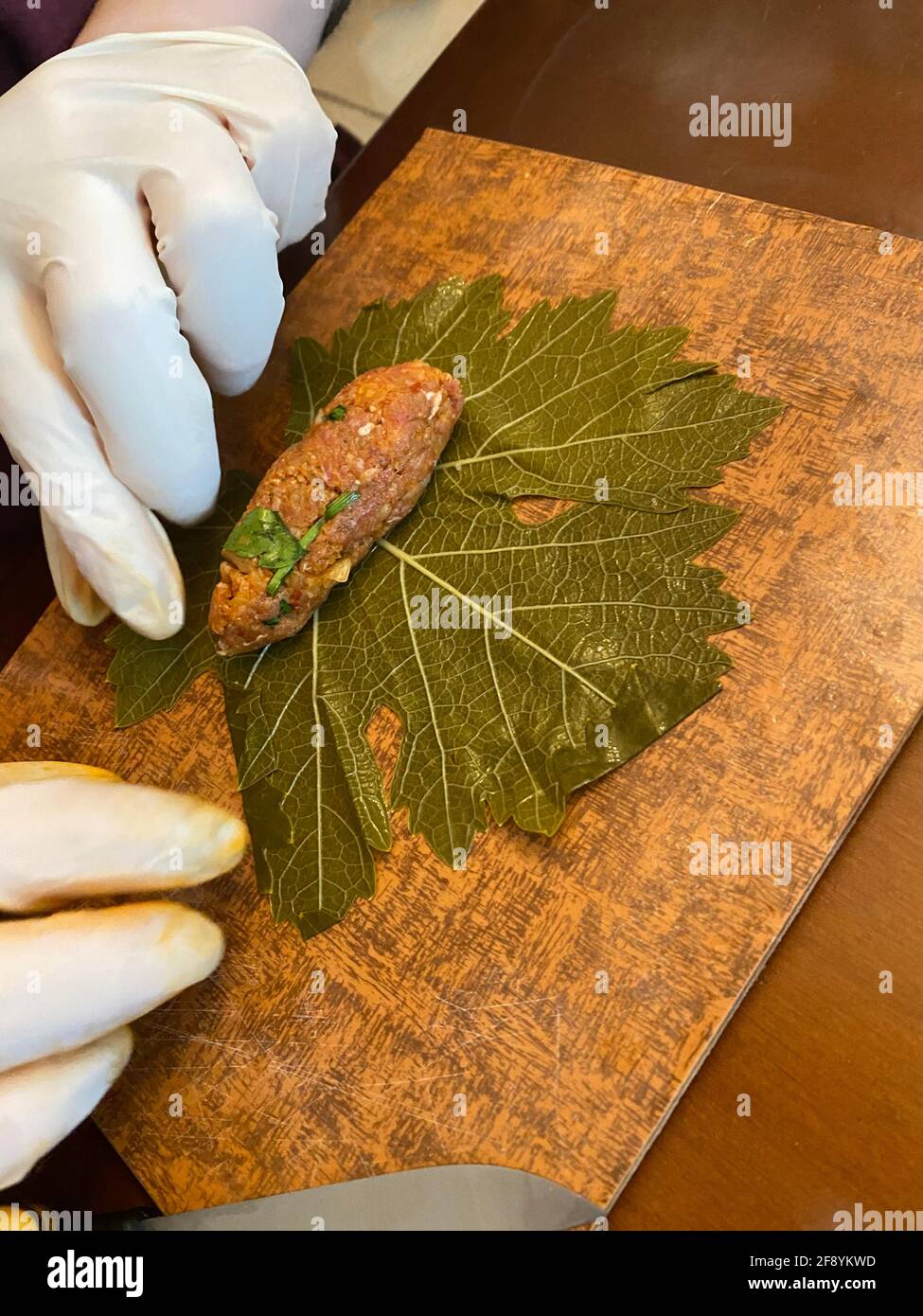 Preparing Stuffed Vine Leaves, Step II Stock Photo Alamy