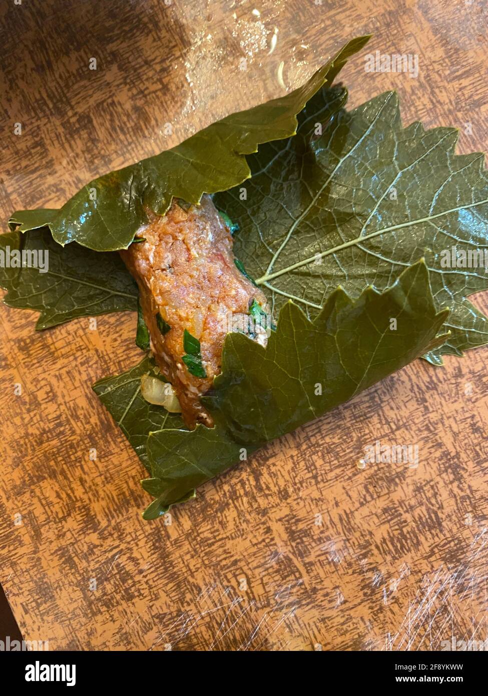 Preparing Stuffed Vine Leaves, Step III Stock Photo Alamy
