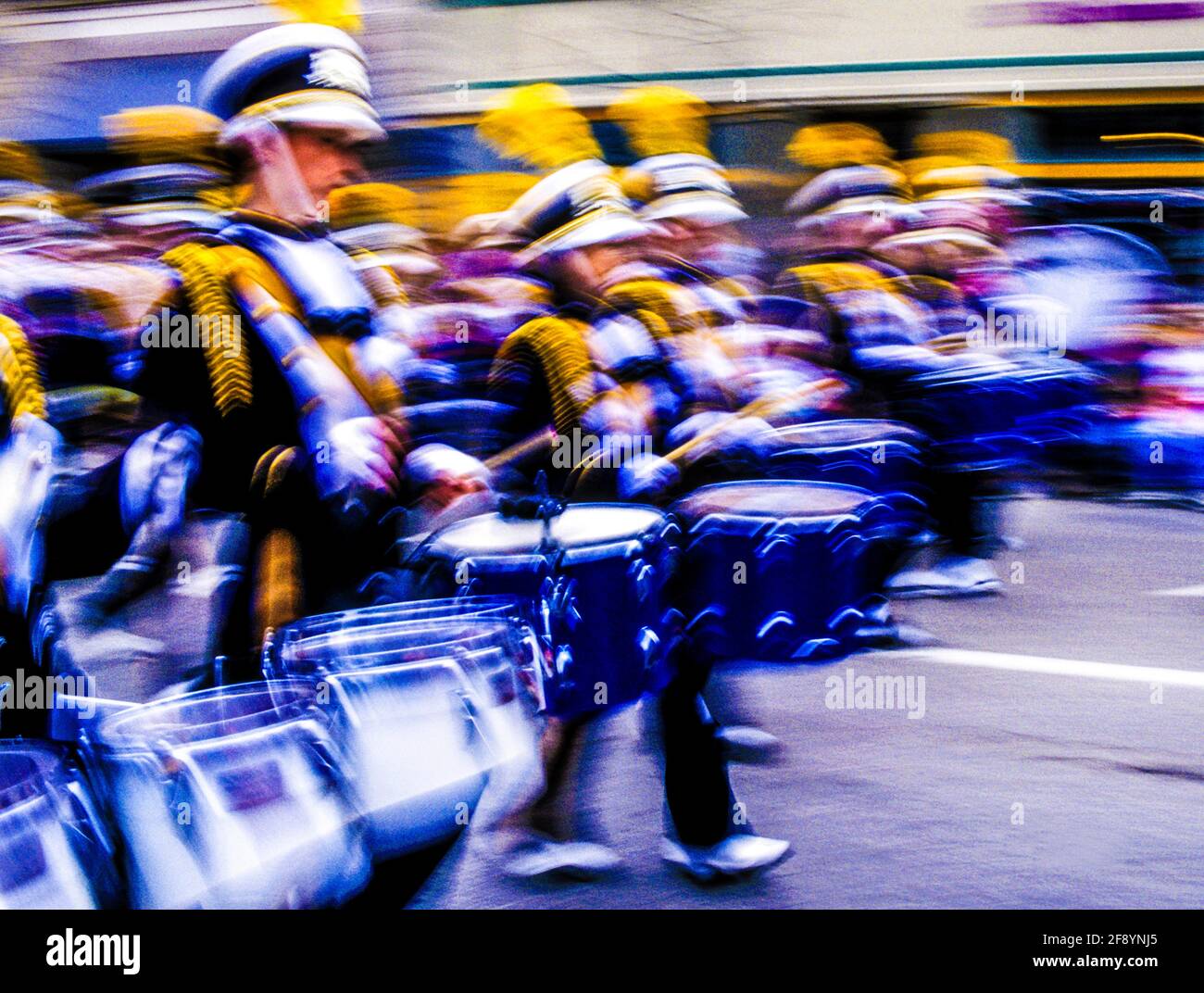 Marching band in blurred motion Stock Photo