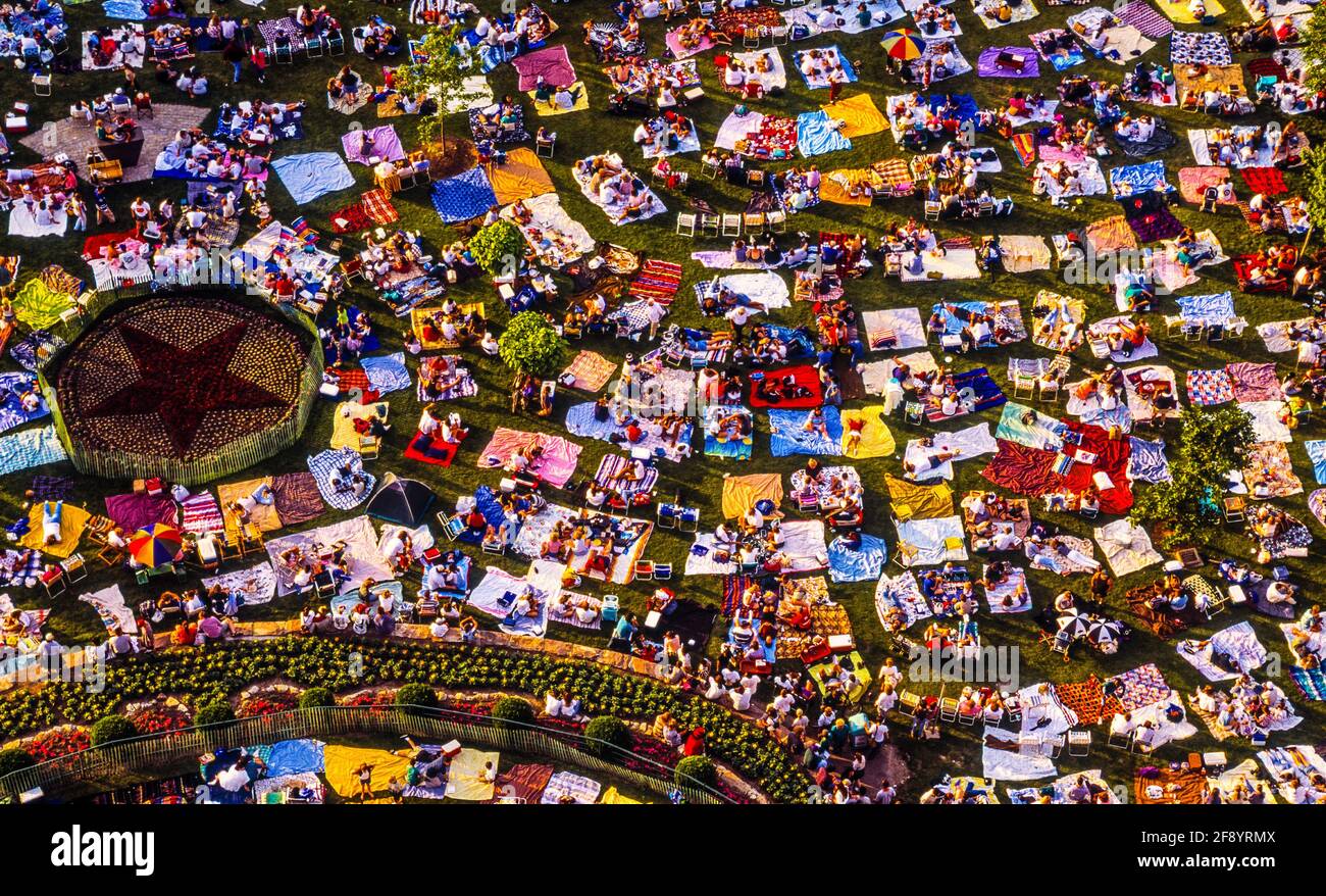 Aerial view of picnicking in Windsor, Ontario, Canada Stock Photo