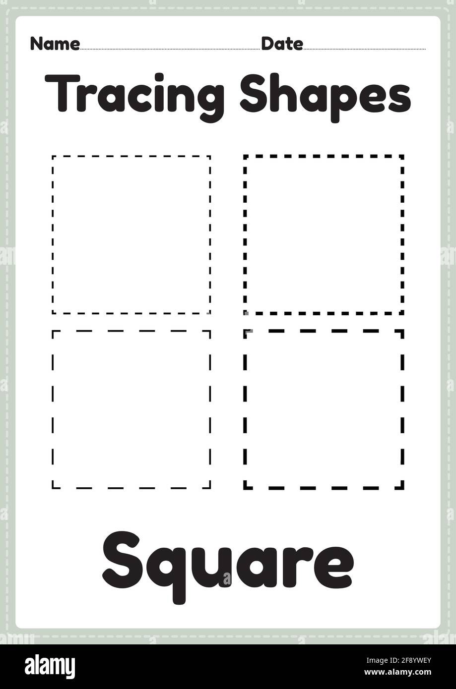 Tracing Square Shapes Worksheet For Kindergarten Hi res Stock