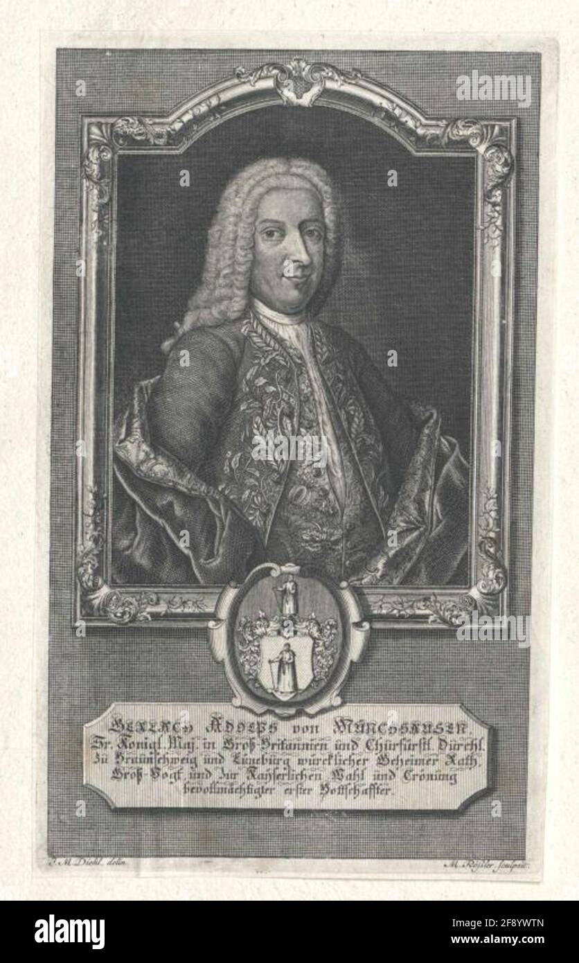 Münchhausen, Gerlach Adolf Freiherr von Draftsman: Diehl, J. M.Stech: Rößler, Michael Stock Photo
