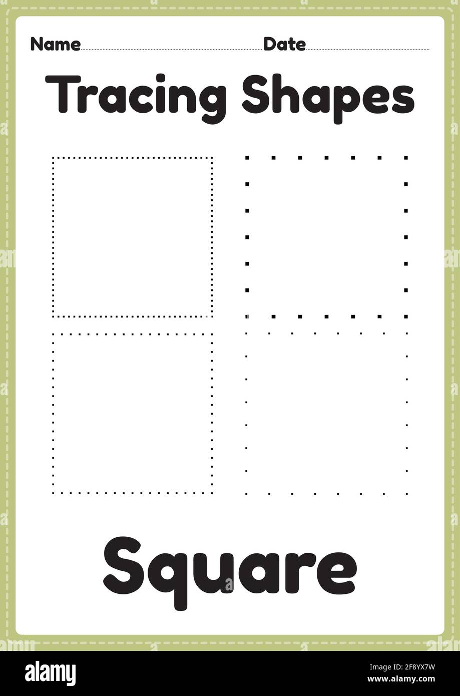 Tracing shapes worksheet square lines for kindergarten and preschool