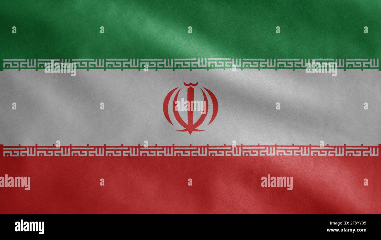 Iranian flag waving in the wind. Close up of Iran banner blowing, soft ...