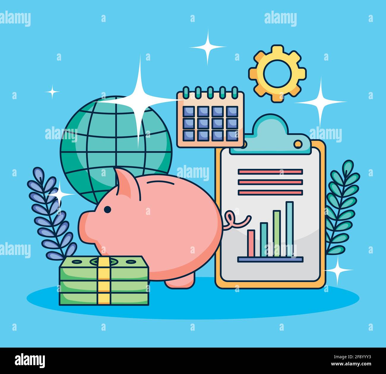 piggy bank and money illustration Stock Vector Image & Art - Alamy