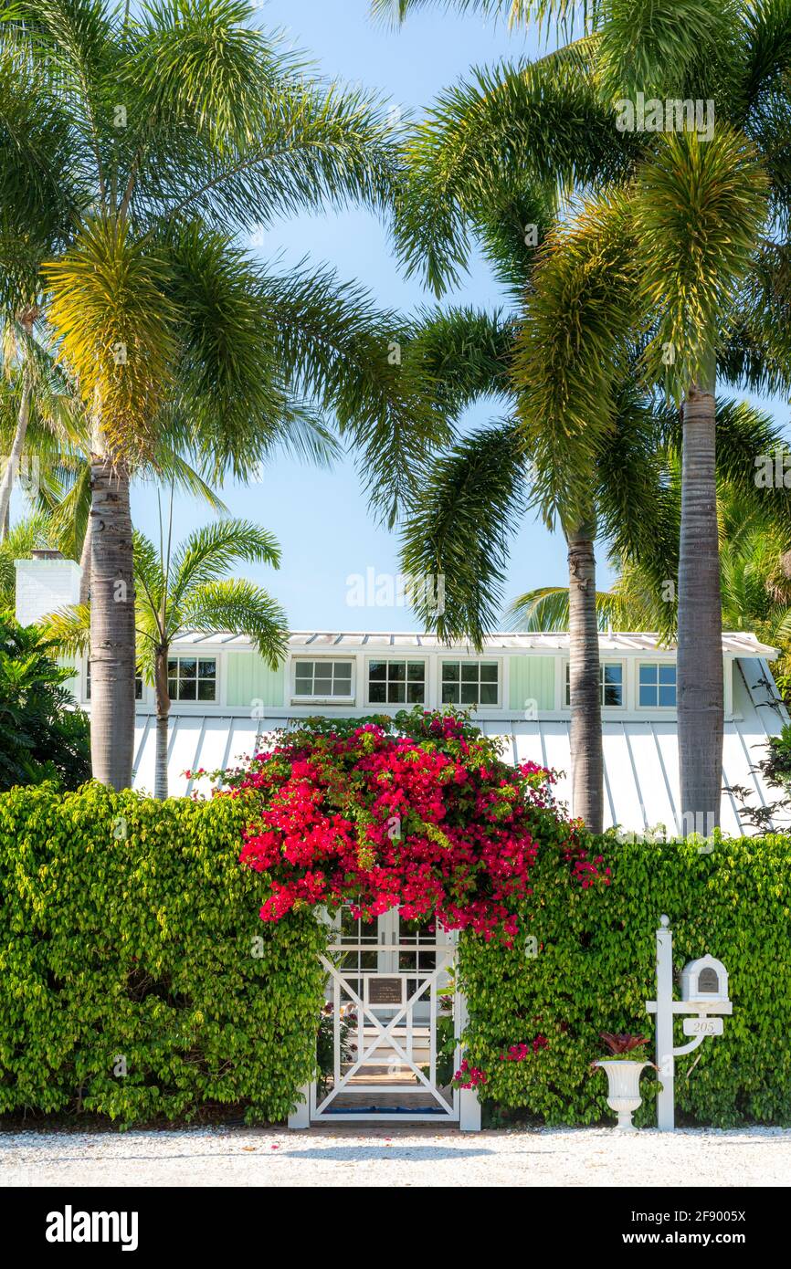 Entry gate to historic cottage in Naples, Florida, USA Stock Photo