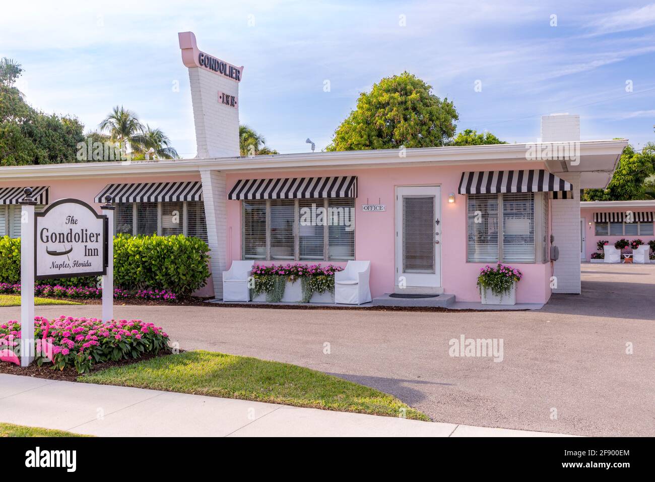 The Gondolier Inn - b. 1958, an upscale classic 50's style motel, Naples, Florida, USA Stock Photo