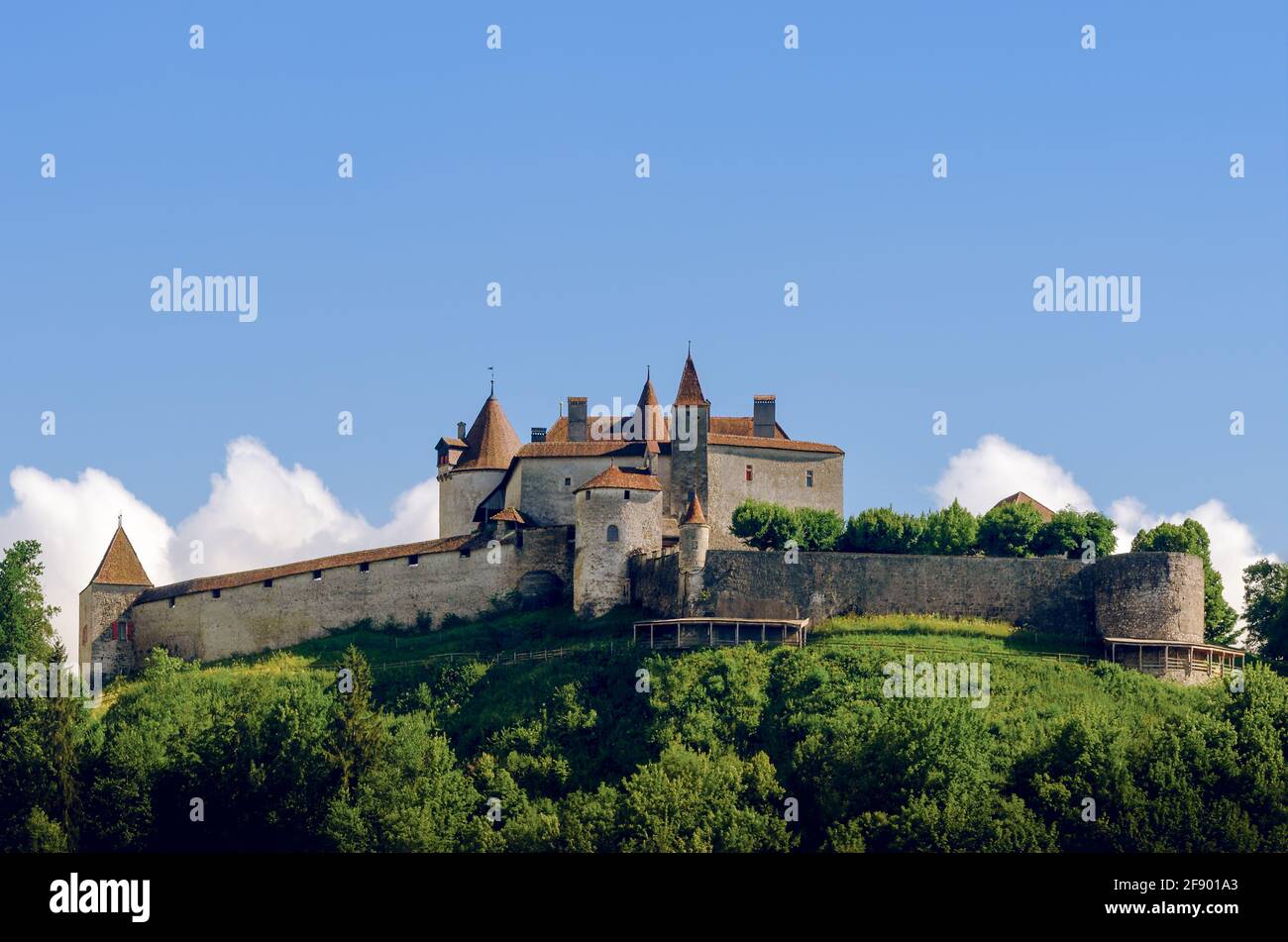 External view of the village of Gruyeres, famous cheese making town of