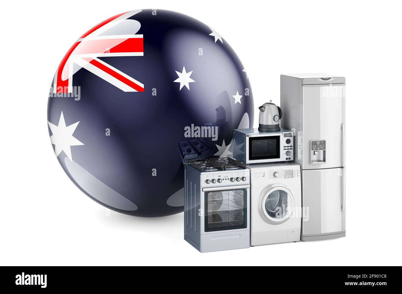 Kitchen and household appliances with Australian flag. Production