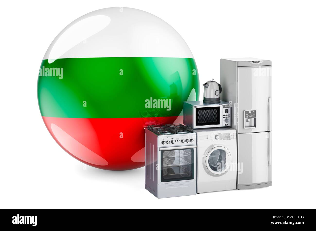 Kitchen and household appliances with Bulgarian flag. Production