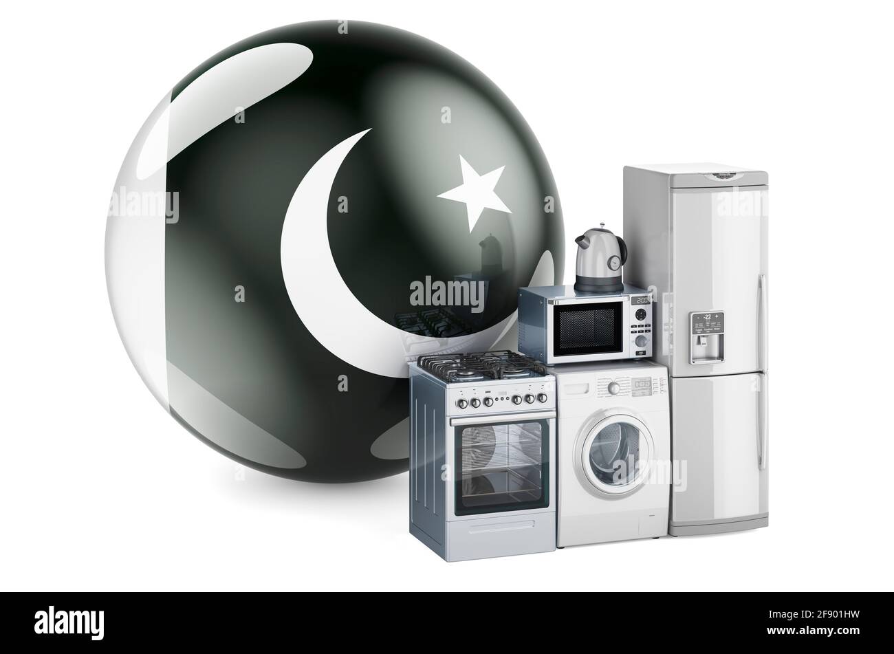 Kitchen and household appliances with Pakistani flag. Production