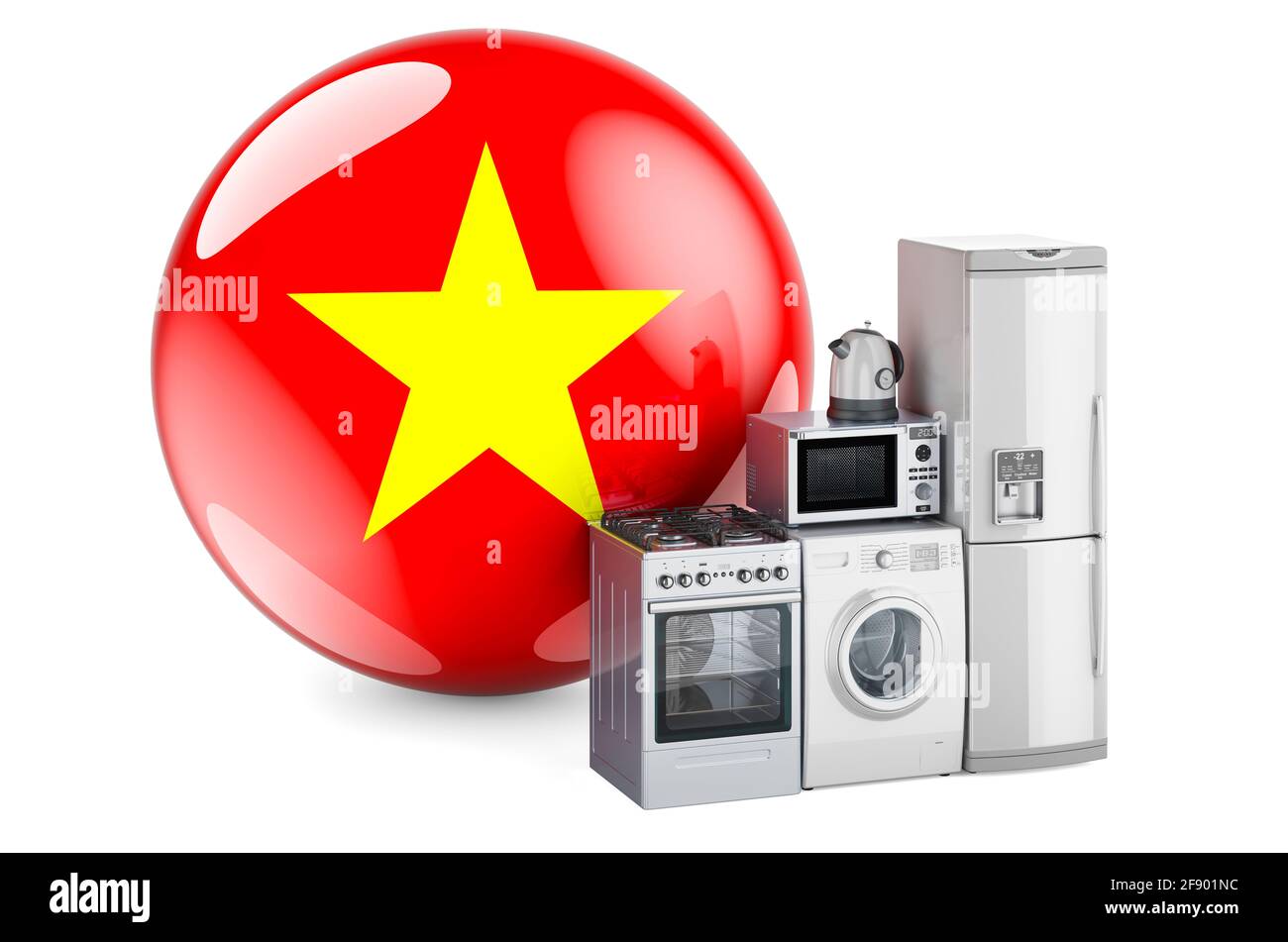 Kitchen and household appliances with Vietnamese flag. Production