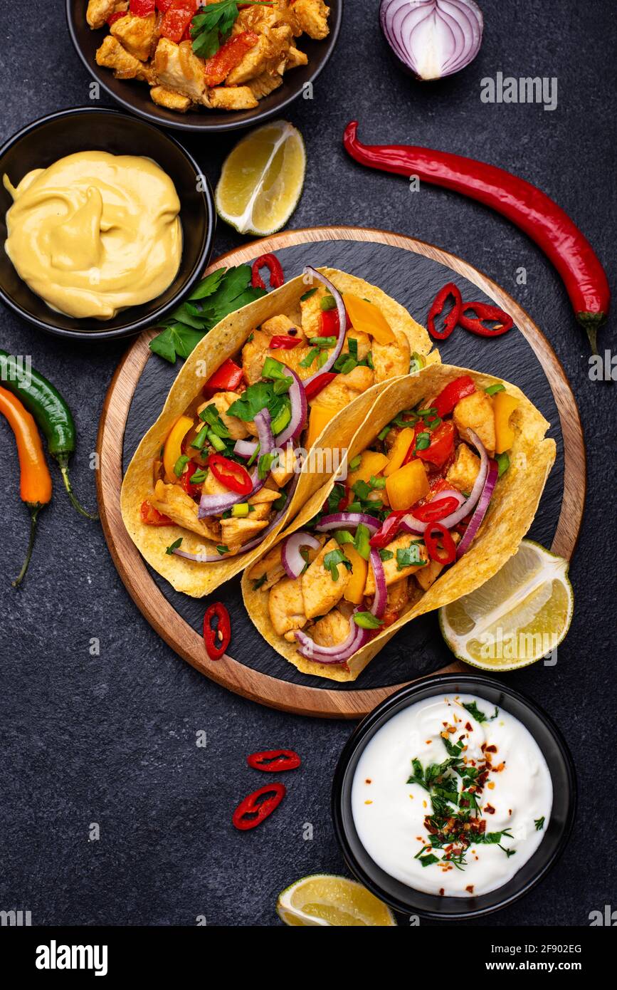 Traditional Mexican tacos with meat Stock Photo - Alamy