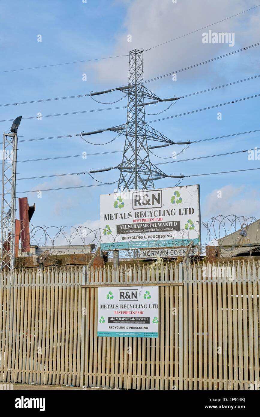 electricy pylon in london bidder street Stock Photo