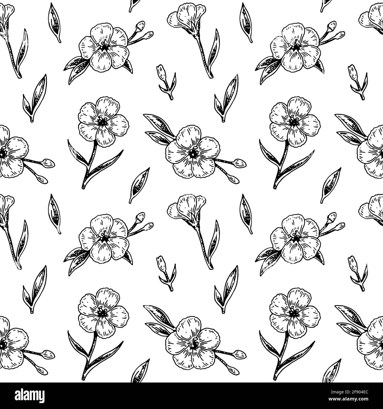 Spring flowers seamless pattern with hand drawn design elements. Vector ...