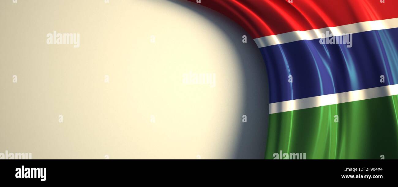 Gambia Flag. 3d illustration of the waving national flag with a copy ...