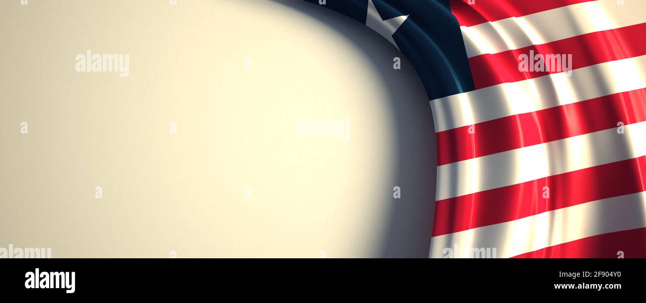 Liberia Flag. 3d illustration of the waving national flag with a copy ...