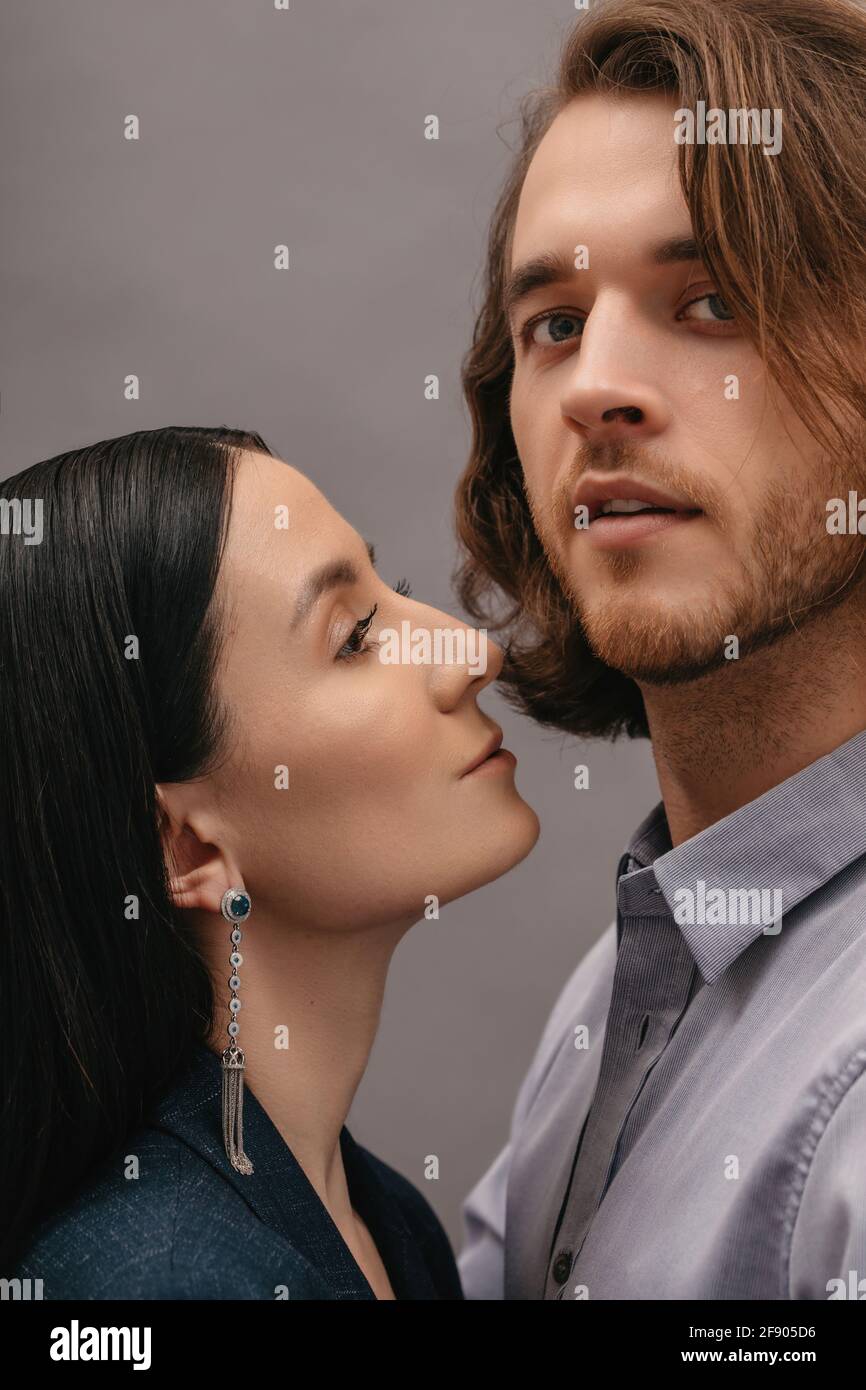 Portrait of a couple standing face to face Stock Photo