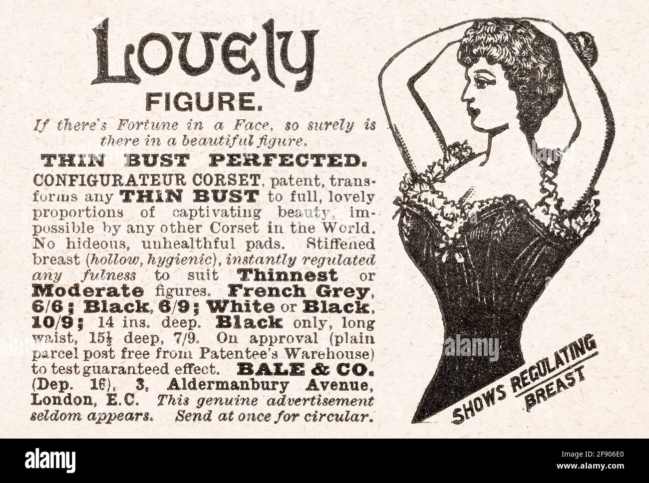 Old vintage Victorian newsprint clothes / fashion advert from 1902