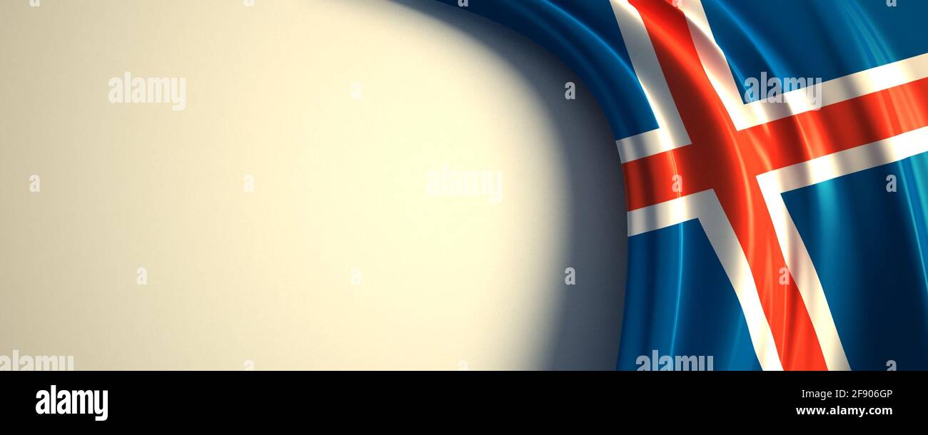 Iceland Flag. 3d illustration of the waving national flag with a copy ...