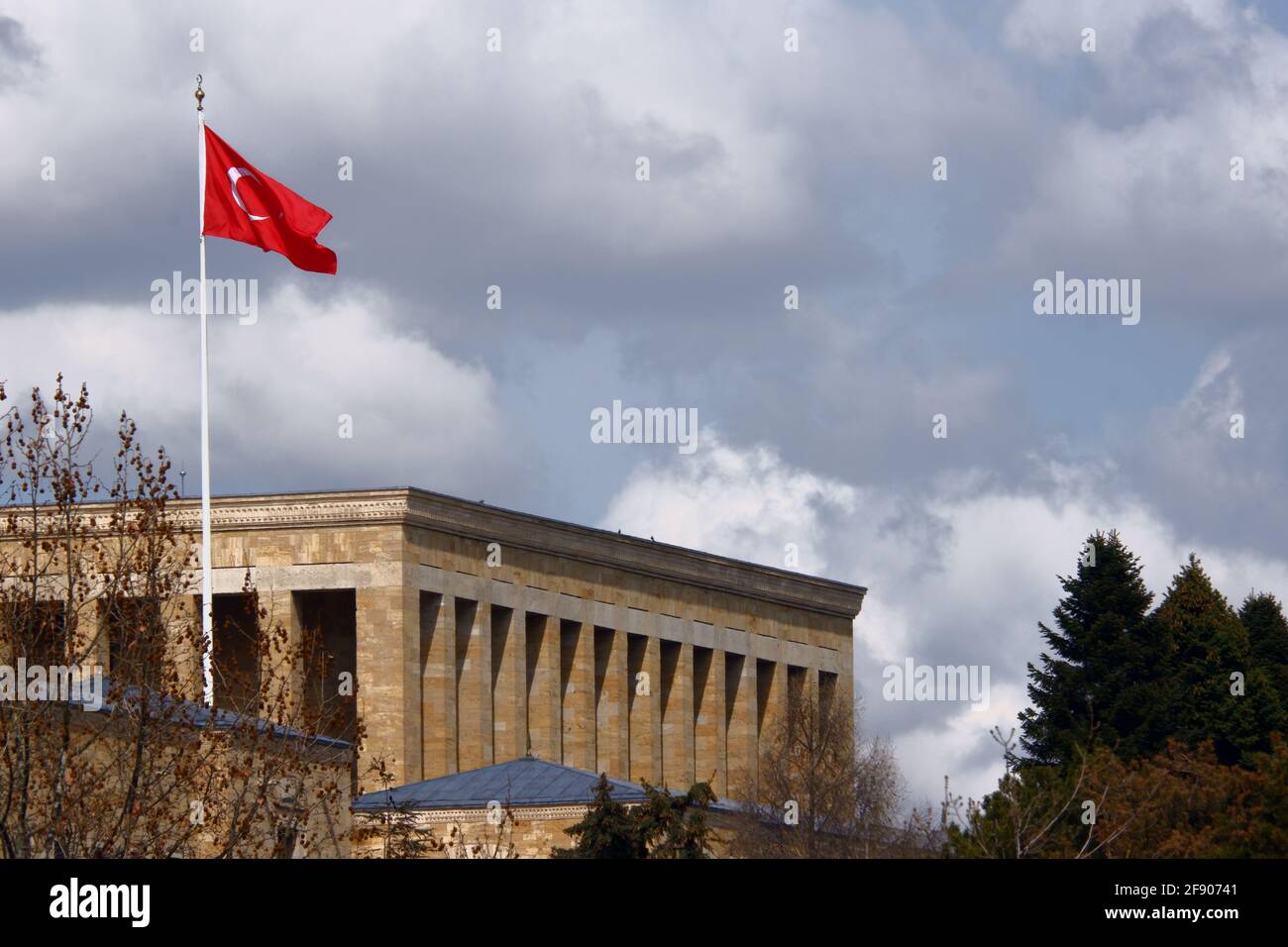 Ataturk's Mausoleum -Anıtkabir- Memorial Tomb of Turkish National Leader Mustafa Kemal Ataturk by Distance Stock Photo