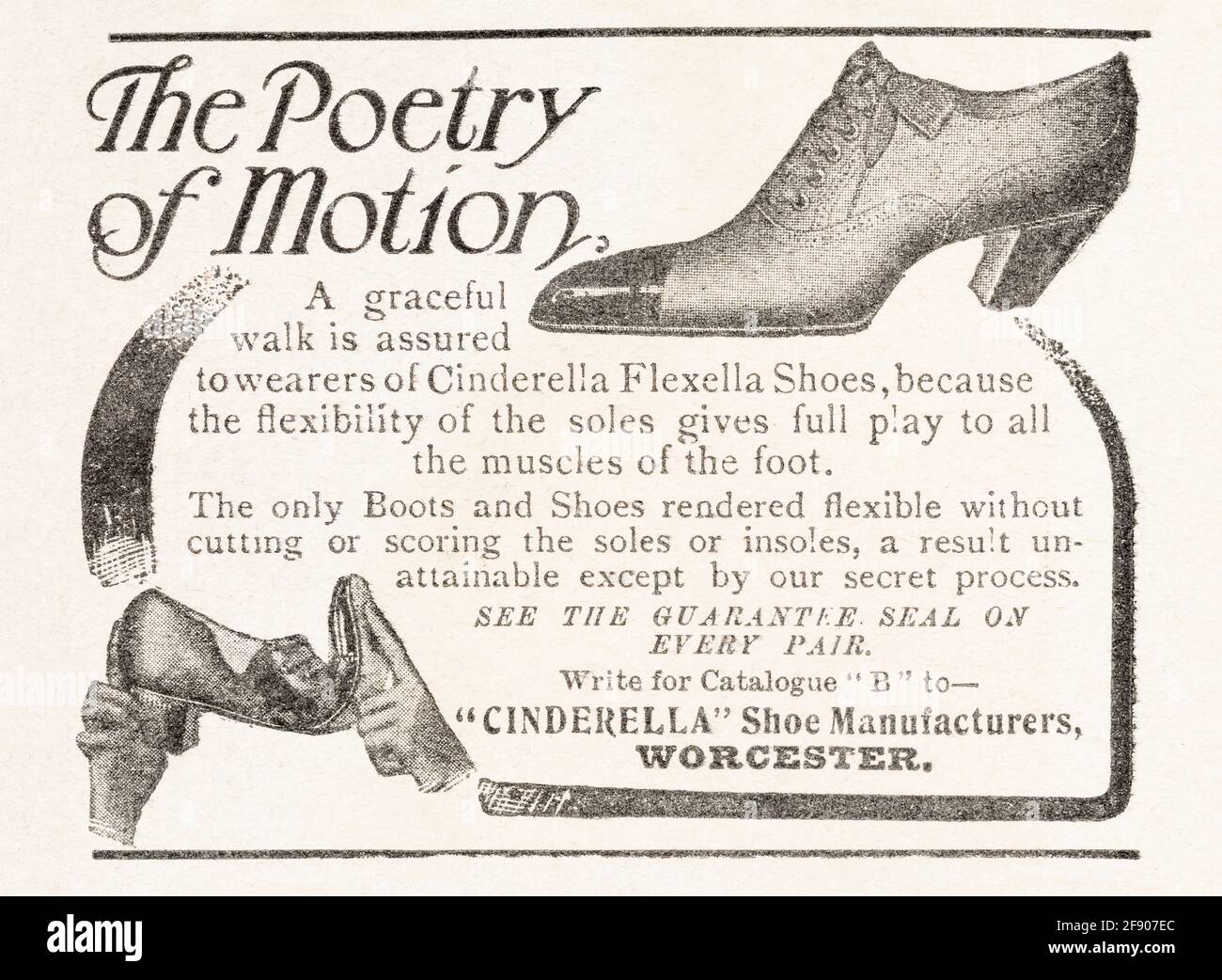 Old vintage Edwardian magazine newsprint Cinderella Shoe advert from 1911 -  before the dawn of advertising standards. Victorian shoe fashion Stock  Photo - Alamy