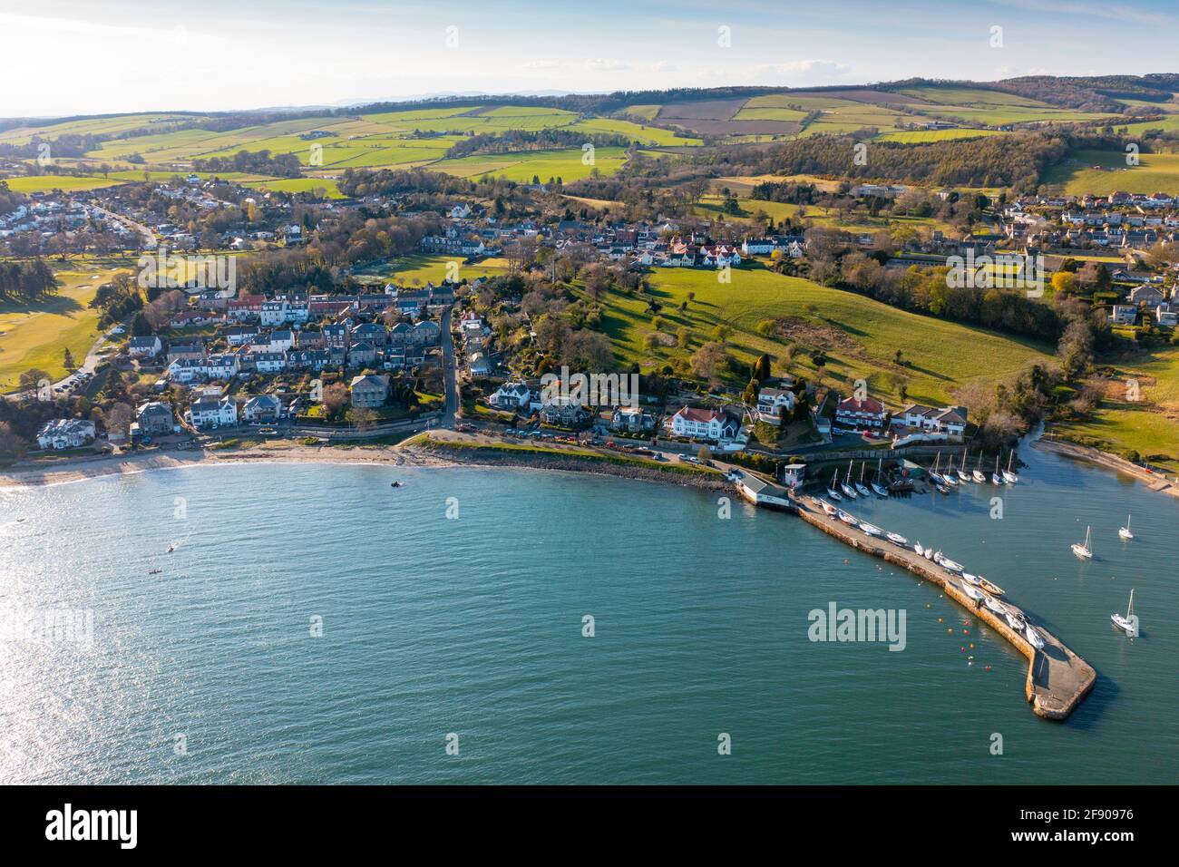 Aerial view from drone of Aberdour, Fife , Scotland, UK Stock Photo