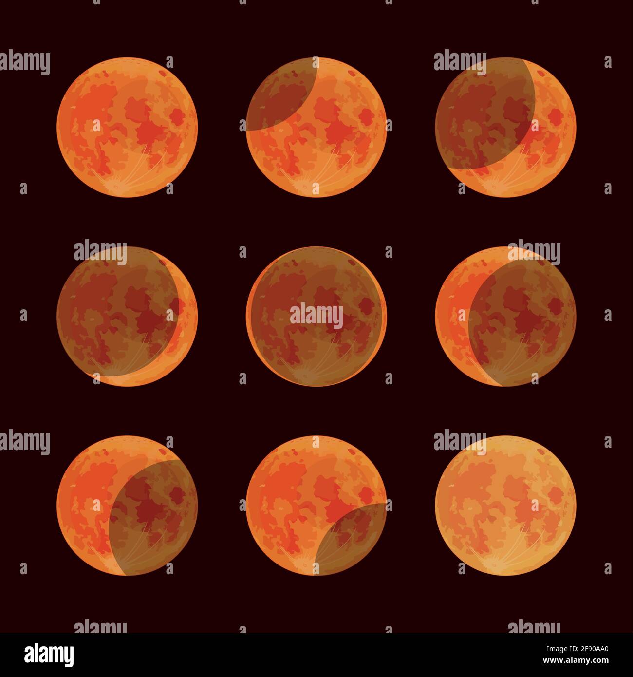 Lunar Eclipse Phases Icon Set Stock Vector Image And Art Alamy