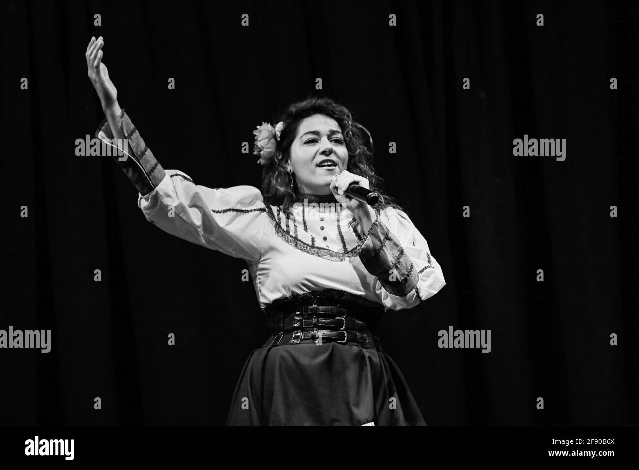 The singer Paloma Munguía Meneses during her presentation with popular ranchera music at the La Matraka theater company forum on April 10, 2021 in Hermosillo Sonora, Mexico ... (Photo by Luis Gutierrez / Norte Photo)  La cantante Paloma Munguía Meneses durante su presentacion con música popular ranchera en el foro de la compañía de teatro La Matraka el 10 Abril 2021 en Hermosillo Sonora, Mexico... (Photo by Luis Gutierrez/ Norte Photo) Stock Photo