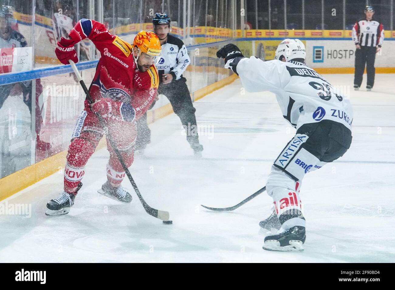 Rapperswil St Galler Kantonalbank Arena Nl 1 4 Final Game 2 Sc Usa 15th Apr 21 Rapperswil Jona Lakers Hc Lugano Topscorer Leandro Profico Lakers Against 95 Thomas Wellinger Lugano Switzerland Croatia Out Credit
