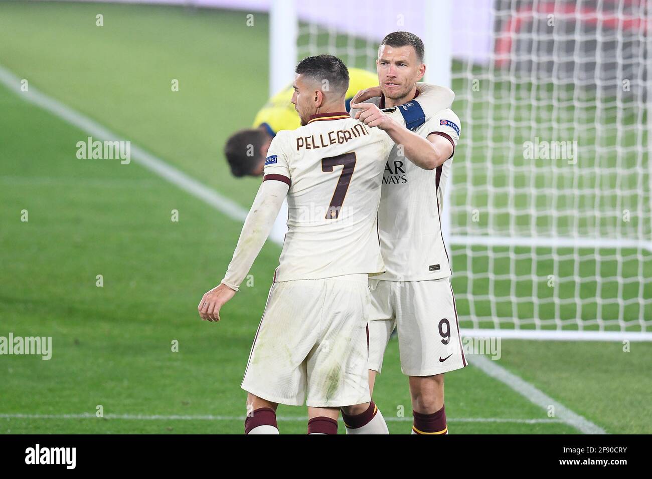 Rome, Italy. 15th Apr, 2021. Edin Dzeko of AS Roma jubilates after ...