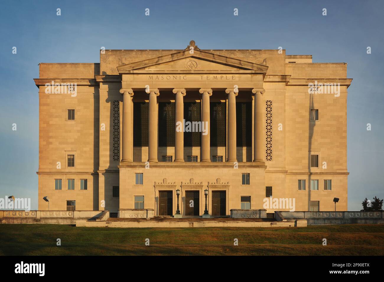 Masonic Temple, Dayton, Ohio. USA.  Grecian Architecture. Stock Photo