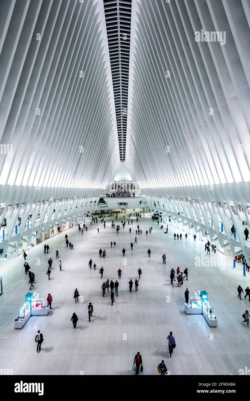 The World Trade Center Transportation Hub ‘Oculus NYC’ designed by Santiago Calatrava, Stock Photo