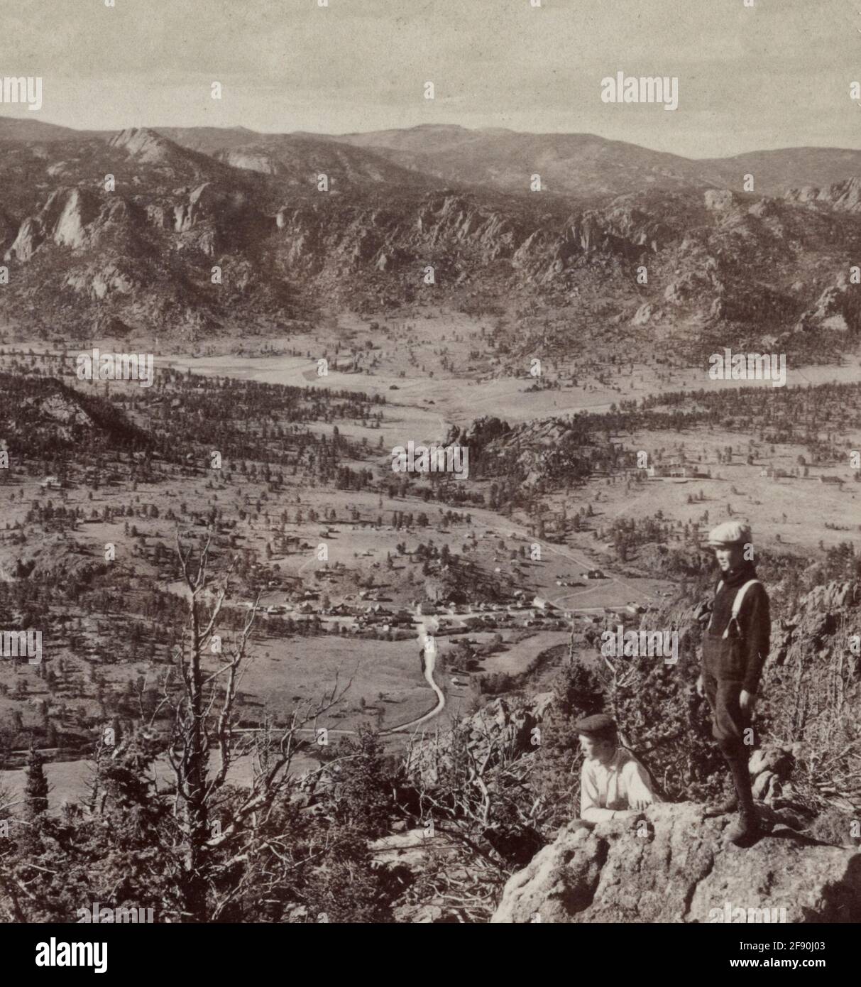 Estes Park from Prospect Mt. Colorado, circa 1910 Stock Photo