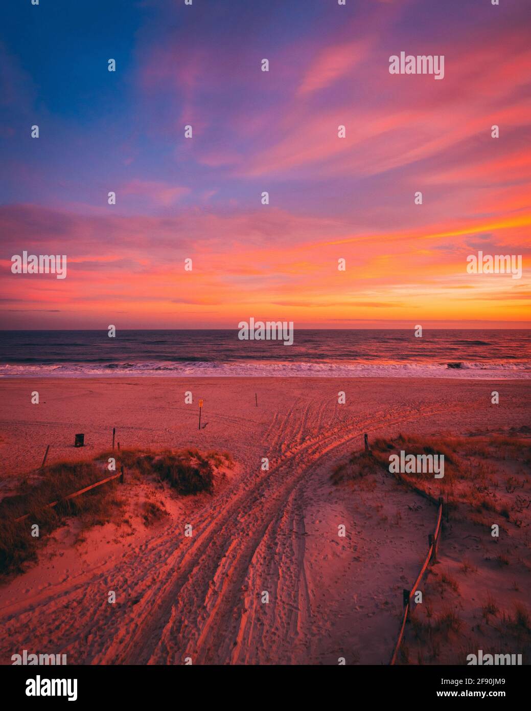 The beach at sunset, at Smith Point, Fire Island, New York Stock Photo