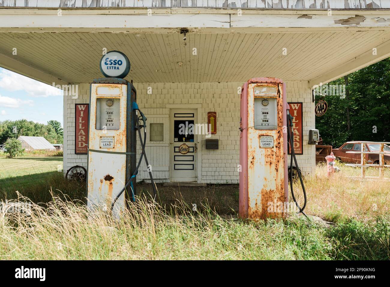 An old Esso gas station in Maine Stock Photo Alamy