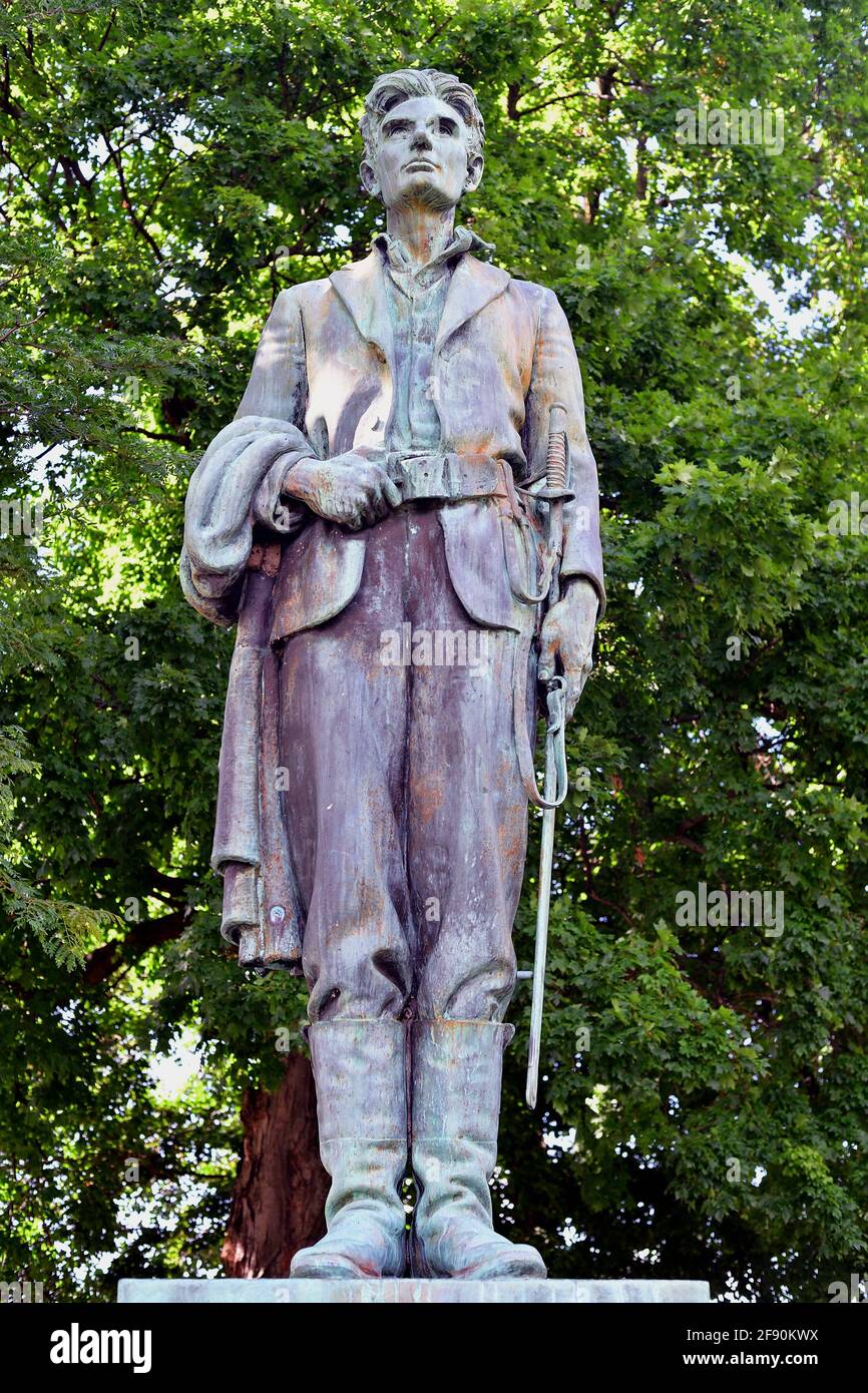 Dixon, Illinois, USA. A statue commemorating Abraham Lincoln's military service in Illinois. Stock Photo