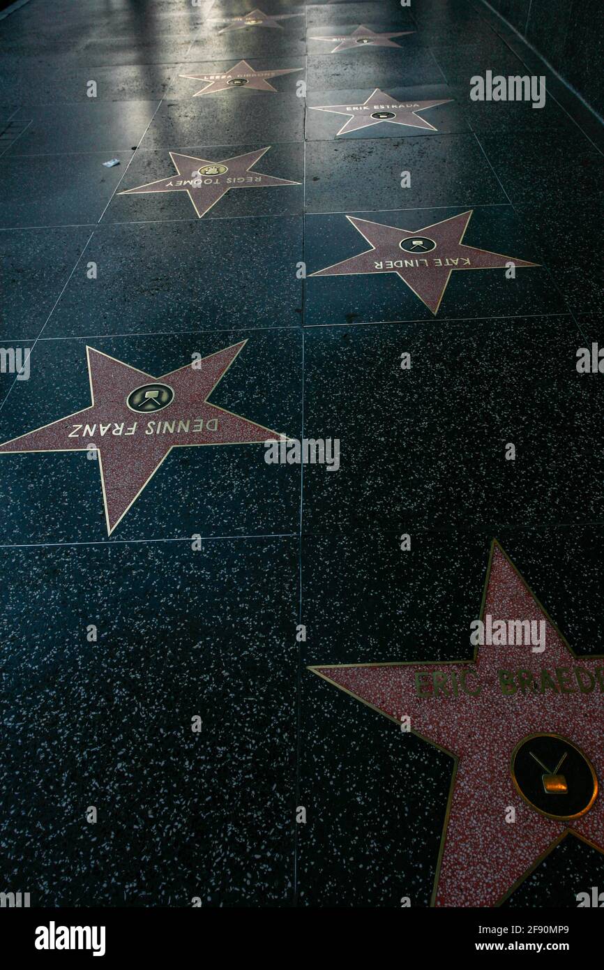 Stars on the Hollywood walk of fame, Los Angeles, California, USA Stock ...