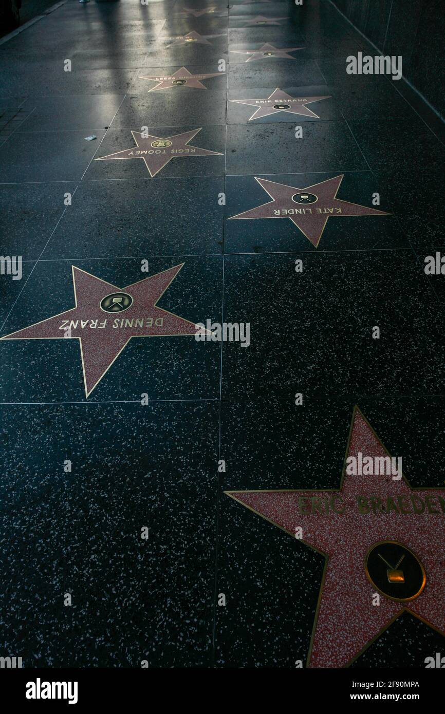 Stars on the Hollywood walk of fame, Los Angeles, California, USA Stock ...