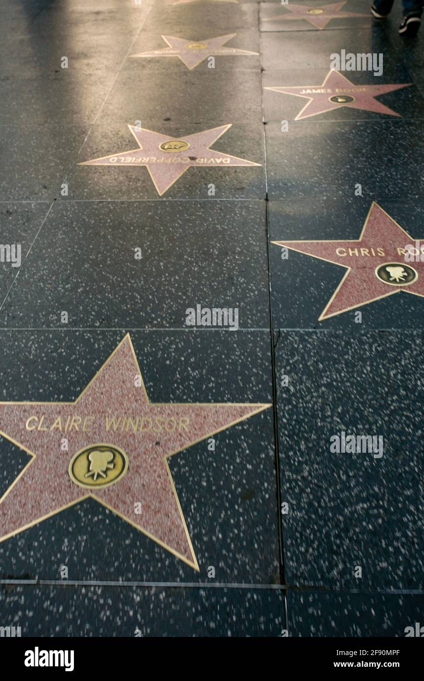Stars on the Hollywood walk of fame, Los Angeles, California, USA Stock ...