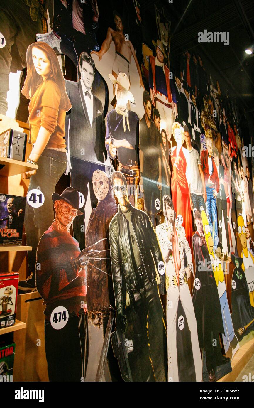 Cardboard Cutouts at Hollywood Souvenir Shop, Los Angeles, California, USA Stock Photo